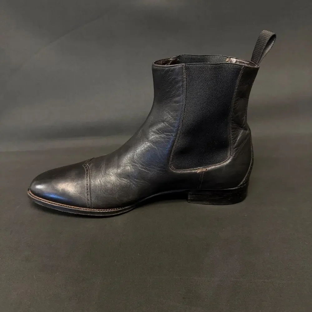 Gucci Men's Black Leather Chelsea Boots UK Size 8 1/2 D vintage 138165